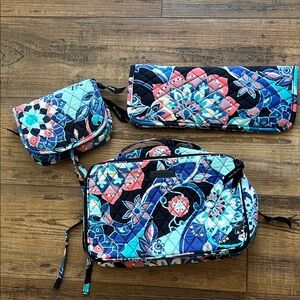 Vera Bradley Blue Floral Travel Set